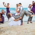 Jumping wedding photo belize
