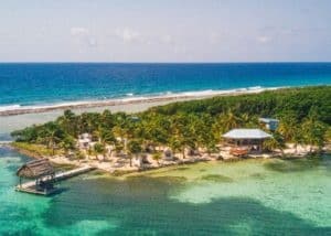 Aerial view of Glover's Reef Basecamp