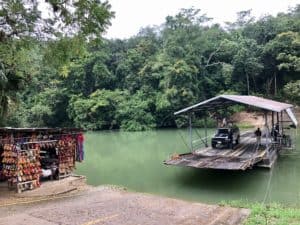 The hand-cranked ferry used to get to Xunantunich