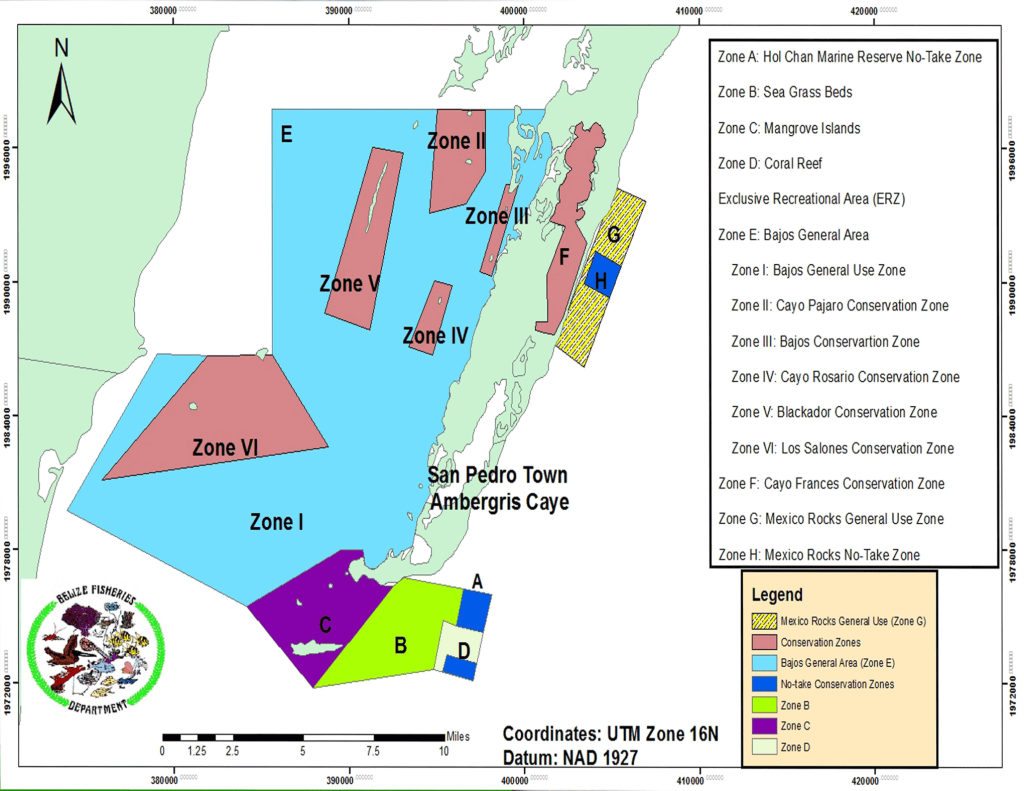 Map of Hol Chan Marine Reserve Zones